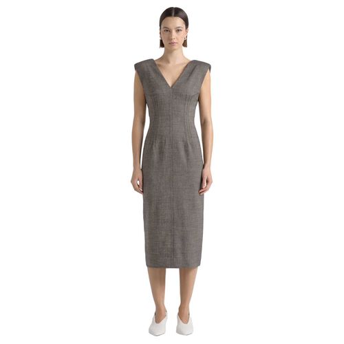 Cue V Neck Fitted Midi Dress